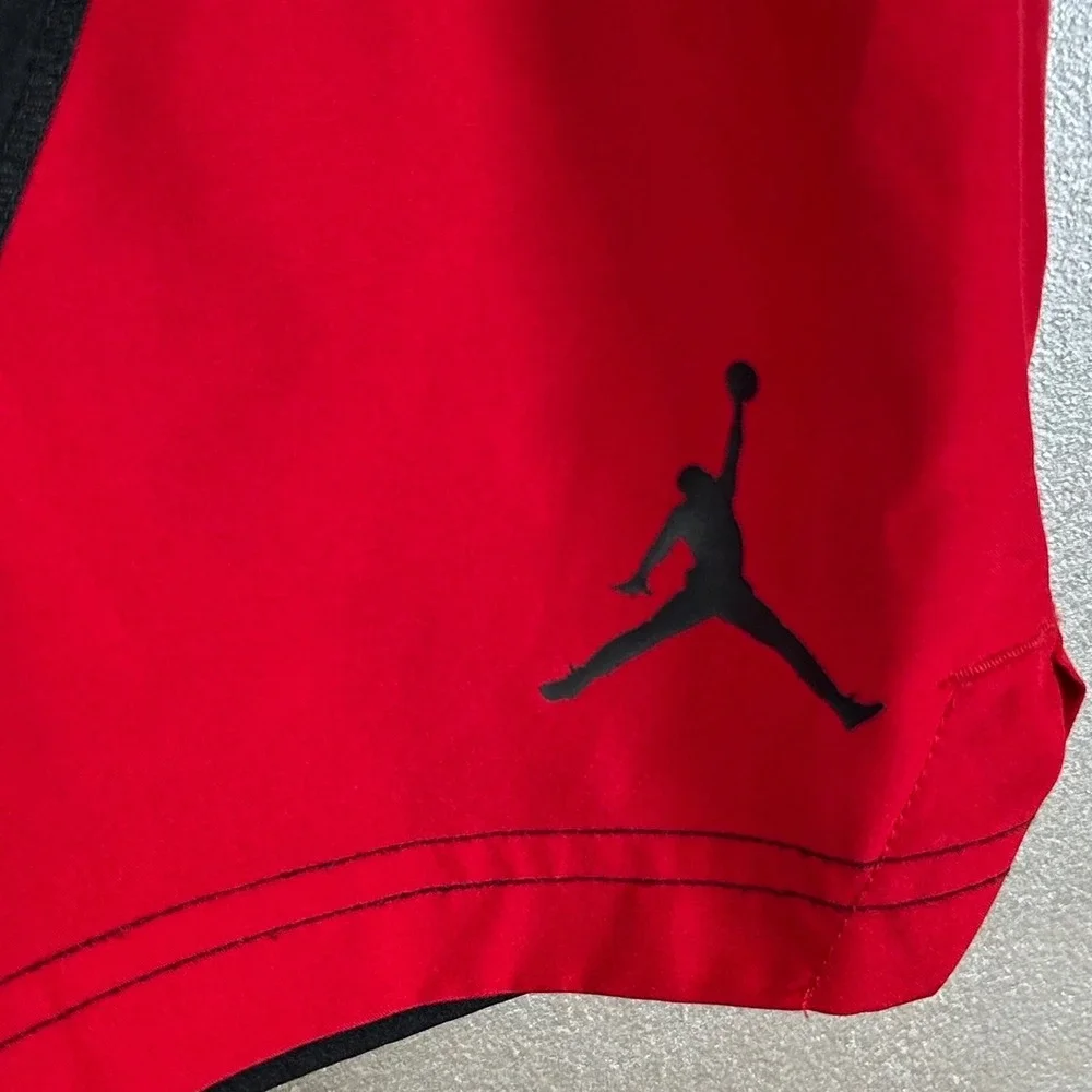 Jordan Mens Dri-FIT Basketball Shorts Red Black Colorblock DH9081-011 Size Small